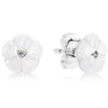 100% 925 Sterling Silver Magnolia Bloom Earring Studs Fit Original DIY Charms Forever Silver & Zirconia Earring Studs
