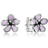 100% 925 Sterling Silver Magnolia Bloom Earring Studs Fit Original DIY Charms Forever Silver & Zirconia Earring Studs