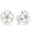 100% 925 Sterling Silver Magnolia Bloom Earring Studs Fit Original DIY Charms Forever Silver & Zirconia Earring Studs