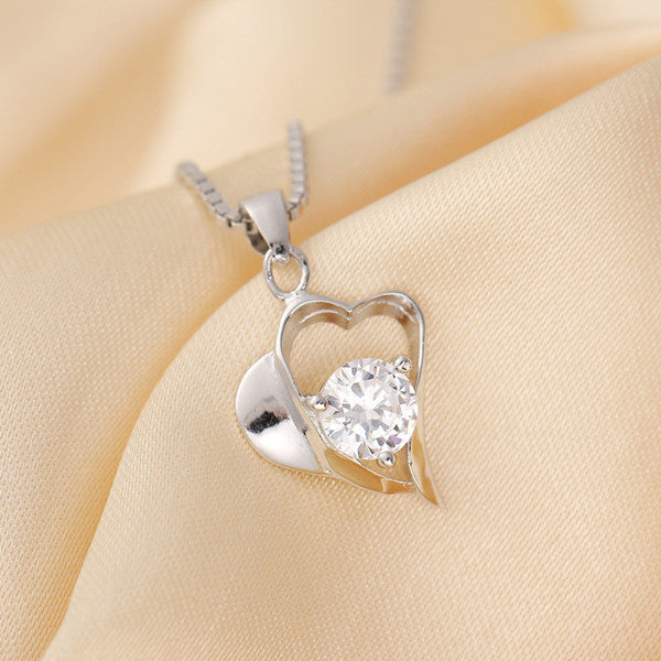 100%925 Sterling Silver Necklace Amethyst Heart Pendant Necklace for Women Charm Jewelry