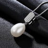 100% 925 Sterling Silver Necklace Natural Pearl Pendant AAA Zircon Crystal Necklace Women Glamour Jewelry