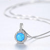 100% 925 Sterling Silver Pendant Necklace Lucky Green Blue Fire OPAL Clear CZ Pendant Necklace Women Luxury Jewelry Wholesale