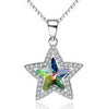 100%925 Sterling Silver Pentacle AAA Zircon Austrian Crystal Pendant Wedding Accessories Women Necklace