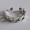 100% 925 Sterling Silver Punk Ring Cycle Chain Finger Open Rings Fine Couple Jewelry