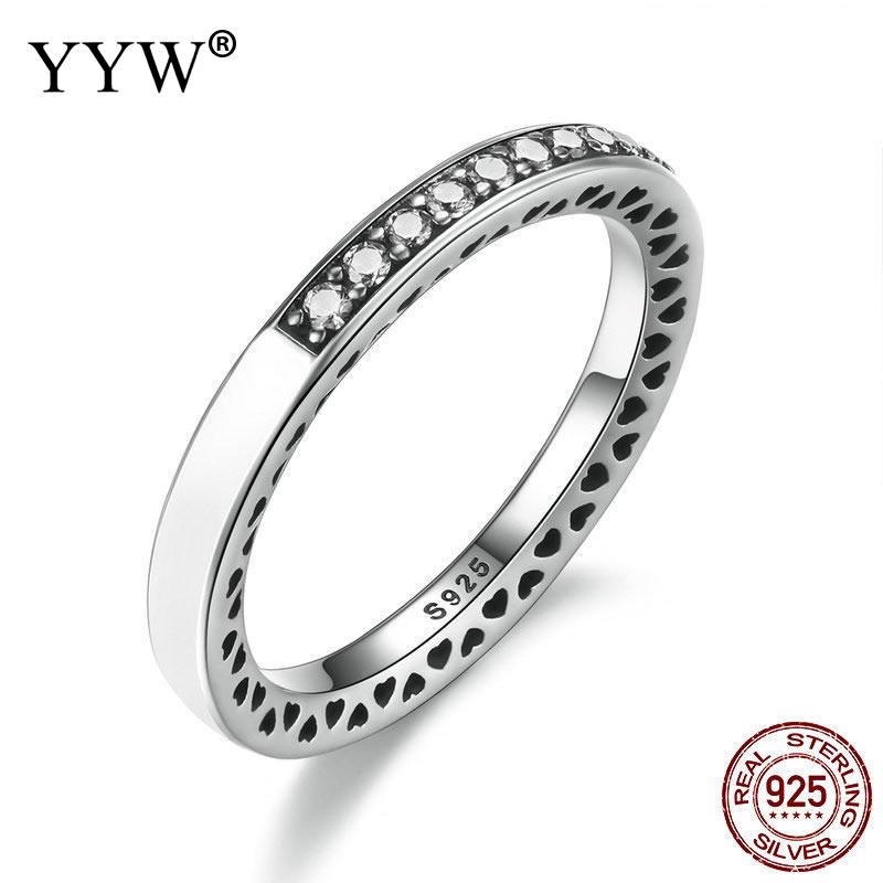 100% 925 Sterling Silver Radiant Hearts, Light Pink Enamel & Clear CZ Finger Ring Women Wedding Fine Jewelry for Lover's Gift