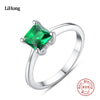 100% 925 Sterling Silver Ring Emerald Silver Ring Woman Charm Jewelry Boutique