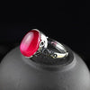 100% 925 Sterling Silver Ring For Women Vintage Natural Gemstone Red Jade Ring Wedding Engagement Rings Fine Jewelry SR15