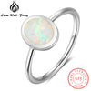 100% 925 Sterling Silver Ring Opal Stone With White Oval Opal For Women Valentine's D Romantic Gift(Lam Hub Fong)