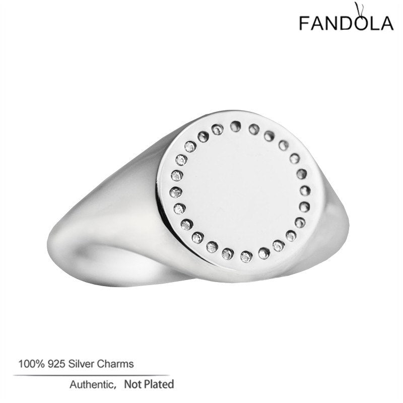 100% 925 Sterling Silver Rings for Women Accessories Circle Signet Clear CZ Sterling-Silver-Jewelry Wedding Ring Europe Jewelry