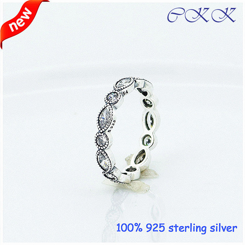 100% 925 Sterling Silver Round And Oval Eternity Ring With Cubic Zirconia for Women DIY Fine Jewelry SR042