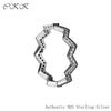 100% 925 Sterling Silver Shimmering Zigzag Ring, Clear CZ Fine Jewelry Rings for Women Girl Gift DIY PFR174