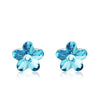 100% 925 Sterling Silver Shiny Crystal Plum Flower Ladies`Stud Earrings Female Jewelry Women Gift Wholesale