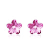 100% 925 Sterling Silver Shiny Crystal Plum Flower Ladies`Stud Earrings Female Jewelry Women Gift Wholesale