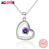 100% 925 Sterling Silver Shiny Cz Zircon Romantic Love Heart Ladies Pendant Necklaces Box Chain Wedding Jewelry Women Female