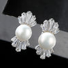 100% 925 Sterling Silver Stud Earrings Natural Pearl AAA Zircon Crystal Earrings for Women Glamour Jewelry Wholesale