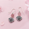 100% 925 Sterling Silver Sweet Strawberry Crystal Heart Butterfly Longevity Lock Dreamcatcher Thai Silver Earrings Women Jewelry