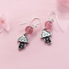 100% 925 Sterling Silver Sweet Strawberry Crystal Heart Butterfly Longevity Lock Dreamcatcher Thai Silver Earrings Women Jewelry