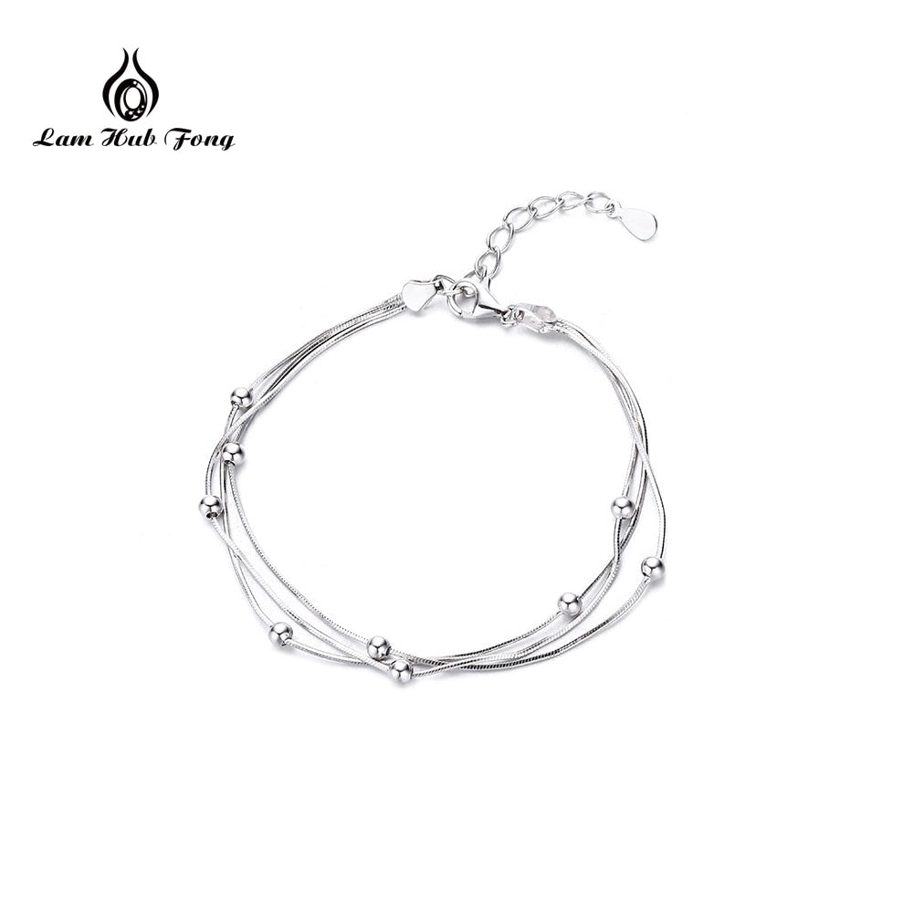 100% 925 Sterling Silver Three Floors Line Charm Bracelet multi-layer circle bracelet For Women Minima Fashion Party Jewelry