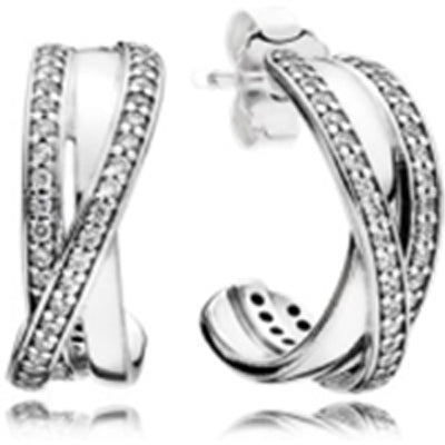 100% 925 Sterling Silver Vintage Allure Hanging Earrings Fit Original DIY Charms Entwined Earring Hoops Girl gifts