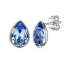 100% 925 Sterling Silver Water Droplet Pink Crystal Female Stud Earrings Jewelry Gift For Women