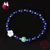 100% 925 Sterling Silver Women's Bracelet Bangle Natural Lapis Crystal Flower Bracelets Trendy Round Bangle Fine Jewelry YB23