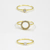 100% 925 sterling silver rings set for women accessories anillo, trending gold color 3 rings anello bague femme crystal jewelry