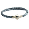 100% Authentic 925 Sterling Silver Jewelry Light Blue Leather Bracelet
