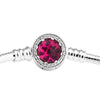 100% Authentic 925 Sterling-Silver-Jewelry Radiant Hearts Clasp Bracelets with Cerise CZ