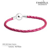 100% Authentic 925 Sterling Silver Round Clasp Bracelets for Women Rose Leather Bracelet DIY Fine Jewelry Making Accessories