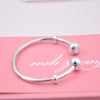 100% Authentic 925 Sterling Silver open bangle charms bracelets with stoppers sleek Fit Original pan bracelets DIY jewelry
