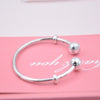 100% Authentic 925 Sterling Silver open bangle charms bracelets with stoppers sleek Fit Original pan bracelets DIY jewelry