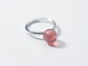 100% Authentic REAL.925 Sterling Silver Fine Jewelry ROUND NATURAL Rose Strawberry Quartz Stone Ring GTLJ1429