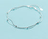 100% Authentic Real. 925 Sterling Silver Fine Jewelry Double-Rows Snakebone chain with Lucky round beads Chain Bracelet GTLS708