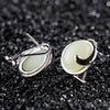 100% Genuine 925 Sterling Silver Earrings For Women Jewelry Fine Gold Silver Color Natural Stone Fashion Jade Stud Earring SE110