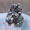 100% Genuine 925 Sterling Silver Retro Men Male Animal Crown Lion Ring Thai Silver Fine Jewelry Gift Finger Ring CH057812