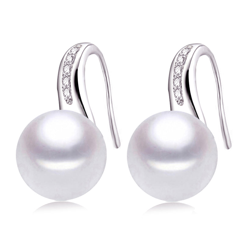 100% Genuine Natural Pearl earrings,fresh water pearl earrings for women white pearl earrings silver 925 jewelry birthd gift