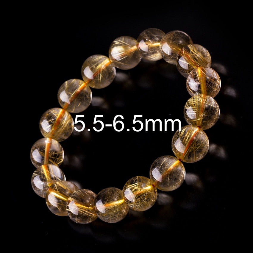 100% Gold Rutilated Quartz Bracelets 6-12mm 6-12mm Yellow Crystal Bracelets For Women Jewelry Gold Rutile Quartz Bracelets Men