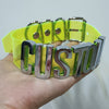 100% Handmade A-Z Letter Name Choker Holographic PU Leather Laser Word Collar Bondage Cosplay Choker Necklace