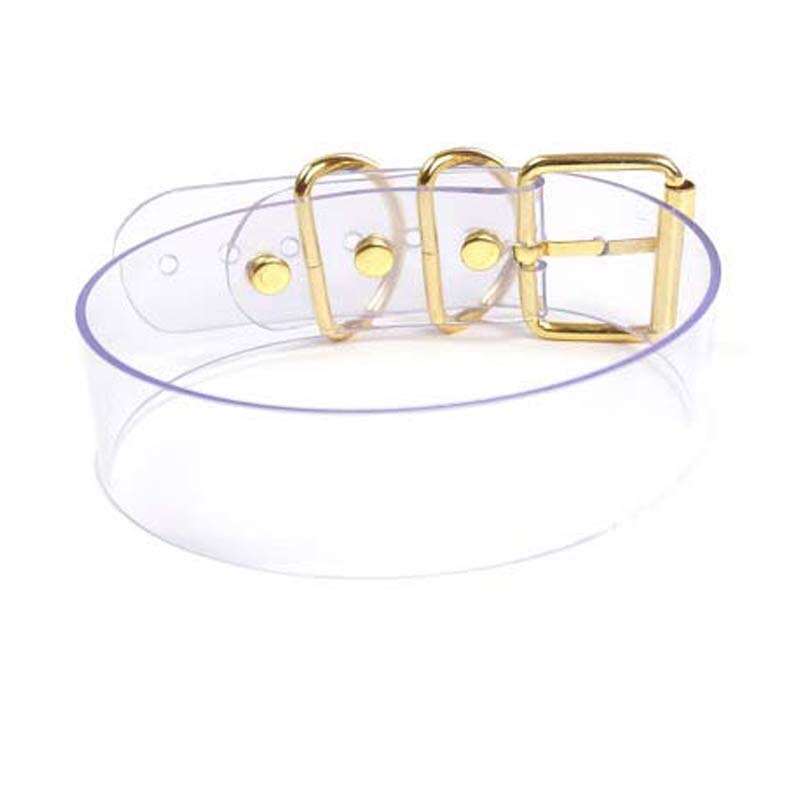 100% Handmade Buckle Choker  Gold Belt Collar PVC Plain Vinyl Vegan Leather Punk Bondage Necklace