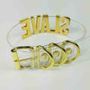 100% Handmade Punk Cosplay Halloween Choker 35mm Tall Gold Letter Clear PVC Vinyl Slave Collar Harajuku BDSM Buckle Necklace