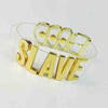 100% Handmade Punk Cosplay Halloween Choker 35mm Tall Gold Letter Clear PVC Vinyl Slave Collar Harajuku BDSM Buckle Necklace