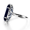 100% Handmade Real 925 Sterling Silver Rings For Women Classic Big Lab Sapphire Stone Anniversary Ring Fine Jewelry  Gift