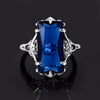 100% Handmade Real 925 Sterling Silver Rings For Women Classic Big Lab Sapphire Stone Anniversary Ring Fine Jewelry  Gift