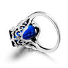 100% Handmade Real 925 Sterling Silver Rings For Women Classic Big Lab Sapphire Stone Anniversary Ring Fine Jewelry  Gift
