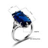 100% Handmade Real 925 Sterling Silver Rings For Women Classic Big Lab Sapphire Stone Anniversary Ring Fine Jewelry  Gift