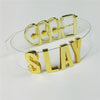 100% Handmade Slay Choker BDSM Fetish Bondage Collar Gold 35mm Tall Big Letters Word Name Necklace