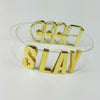 100% Handmade Slay Choker BDSM Fetish Bondage Collar Gold 35mm Tall Big Letters Word Name Necklace