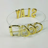 100% Handmade Slay Choker BDSM Fetish Bondage Collar Gold 35mm Tall Big Letters Word Name Necklace
