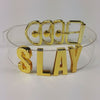 100% Handmade Slay Choker BDSM Fetish Bondage Collar Gold 35mm Tall Big Letters Word Name Necklace