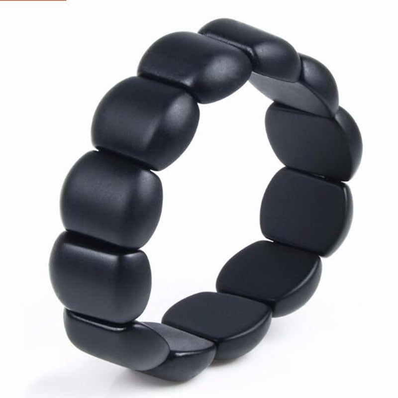 100% Jade Qualidade Banichi Natural Preto Bian Pulseira Pedra Esculpir Jade Preto Pulseira Para Mulheres e Homens Pulseira Bians